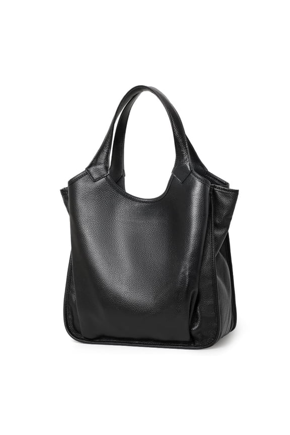 Genuine leather, pure color, large capacity, handbag, cross-body shopping bag, women's wallet, storage bag