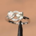 thumbnail image 1 of Genuine natural green amethyst ring engagement ring oval cut solid sterling silver ring green gemstone ring, 1 of 2