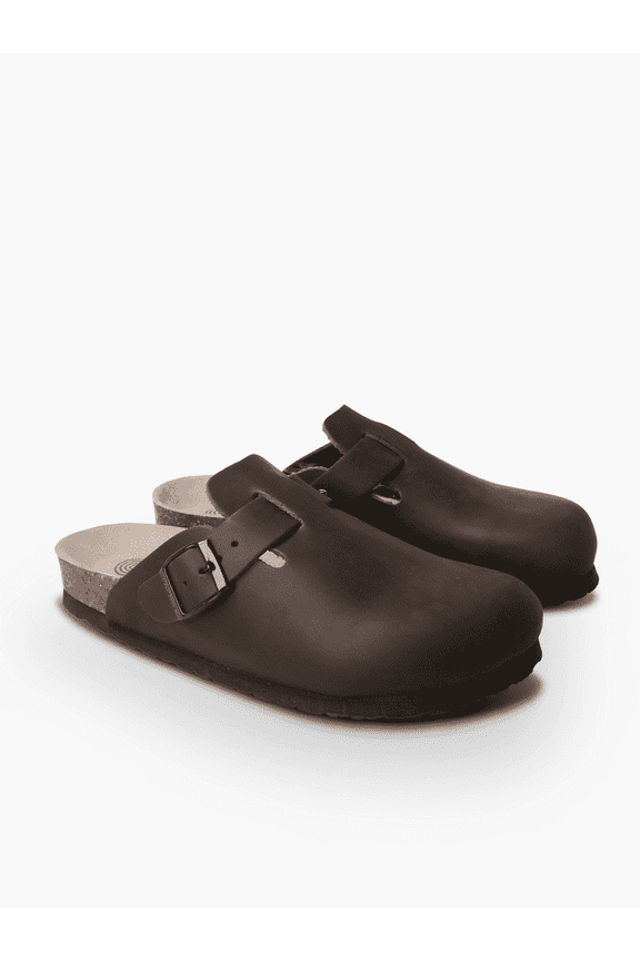 Riva Oiled Leather, Clogs Closed Toe Slip On Shoes for Women and Men, Mule with Cork Footbed Cushioning, EVA Sole, Arch Support for Work or Casual Wear, Brown, Brown, 5 US Womens/3 US Mens