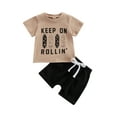 thumbnail image 1 of Genuiskids 2Pcs Toddler Baby Boys Summer Outfit 0-3T Kids Boy Clothes Sets Short Sleeve Skateboard Letter Print T-Shirt Tops Shorts Casual Tracksuit Set, 1 of 9