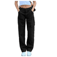 thumbnail image 1 of Genuiskids Denim Pants for Women High Waist E-Girl Vintage Straight Wide Leg Baggy Fashion Cargo Jeans Trousers Streetwear for Teen Girl, 1 of 2