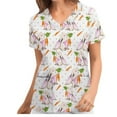thumbnail image 1 of Genuiskids Easter Womens Scrubs Tops T-Shirt Easter Eggs Bunny Print V Neck Short Sleeve Medical Scrub Shirts Working Uniform Wear with Pockets Red, 1 of 5