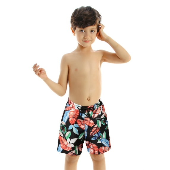 Genuiskids Family Swimsuits Matching Set Father and Son Floral Polka Dot Swim Trunks Bathing Suit Board Shorts