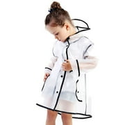 Genuiskids Hooded Transparent Raincoat Girl Boys Rain Coat Hooded Outdoors Clear Waterproof Kids Toddler Children's Rainwear Protective Covers 1-10T