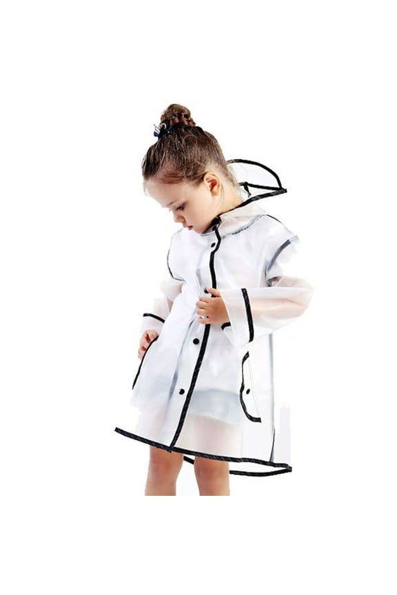 Hooded Transparent Raincoat Girl Boys Rain Coat Hooded Outdoors Clear Waterproof Kids Toddler Children's Rainwear Protective Covers 1-10T