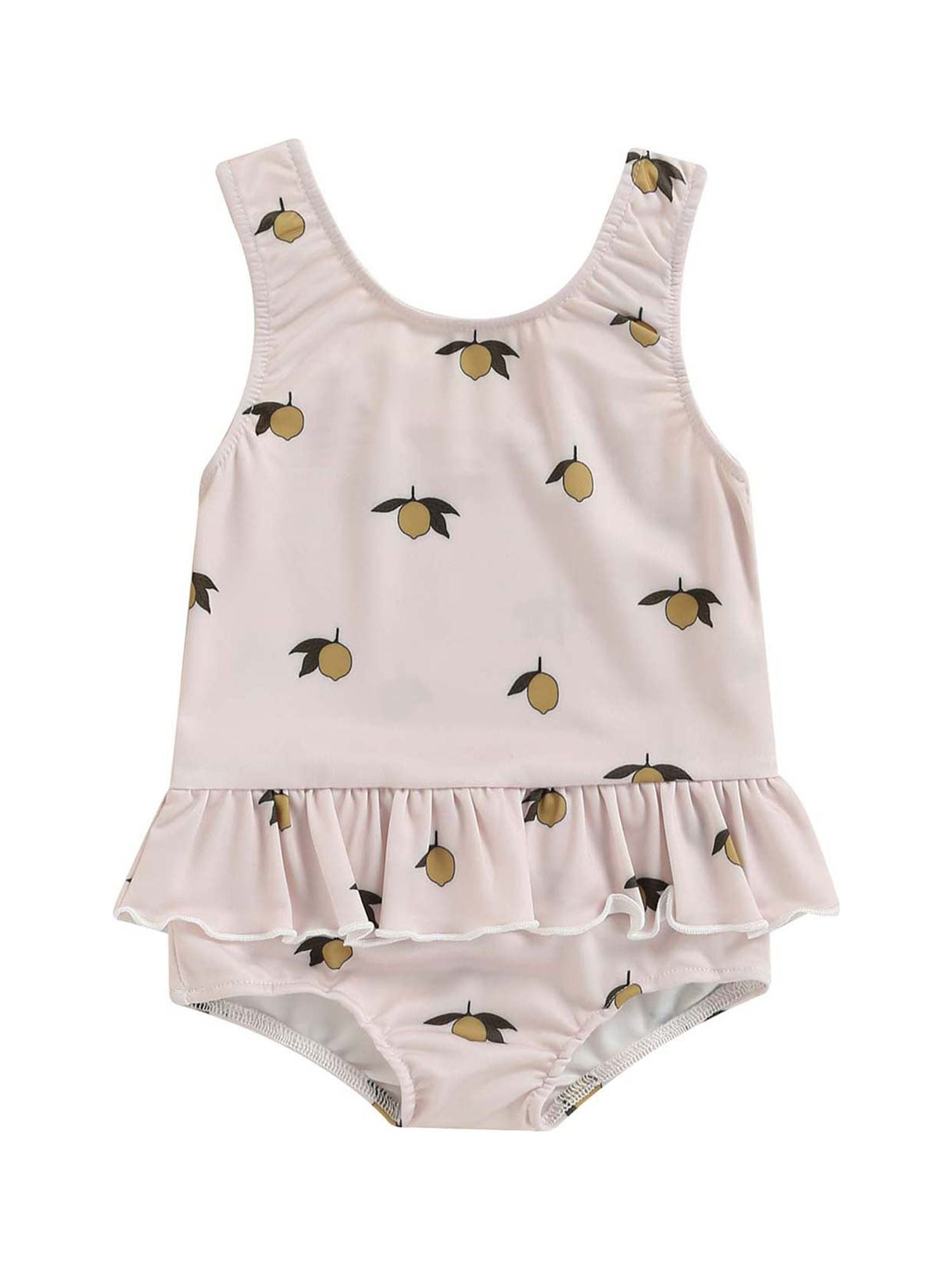 Genuiskids Infant Toddler Baby Girl Swimsuit Sleeveless Ruffle One