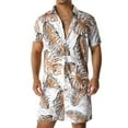 thumbnail image 1 of Genuiskids Men's Hawaii 2 Piece Shirt Outfits Fashion Printed Button Down Short Sleeve Shirt Summer Beach Vacation Shorts Set, 1 of 10