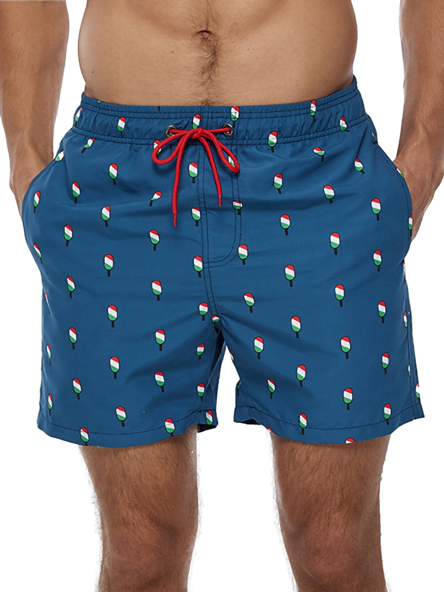 Genuiskids Mens High Waist Swim Trunks Quick Dry Swim Shorts No Mesh