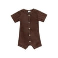 thumbnail image 1 of Genuiskids Newborn Baby Boy Girl Striped Romper Short Sleeve Buttons Down One Piece Bodysuit Jumpsuit Outfit Summer Clothe, 1 of 9