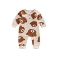 thumbnail image 1 of Genuiskids Newborn Baby Boys Ribbed Jumpsuit Long Sleeve Crew Neck Cartoon Animal Bear Tiger Print Bodysuit One Piece Casual Fall Romper Outfits, 1 of 8