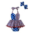 thumbnail image 1 of Genuiskids Newborn Baby Girl 4th of July Romper Halter Backless USA Flag Stars Striped Tutu Skirt Independence Day Outfit Summer Clothes, 1 of 8