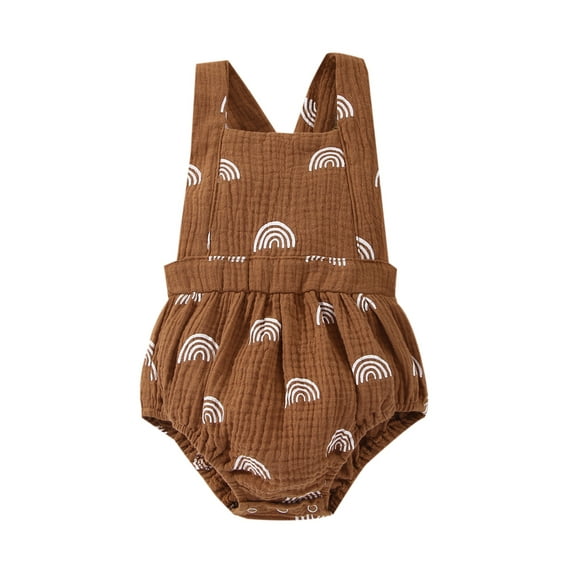 Genuiskids Newborn Baby Girl Boy Romper Clothes Boho Sleeveless Backless Rainbow Romper Casual Suspender Jumpsuit Infant Summer Outfits
