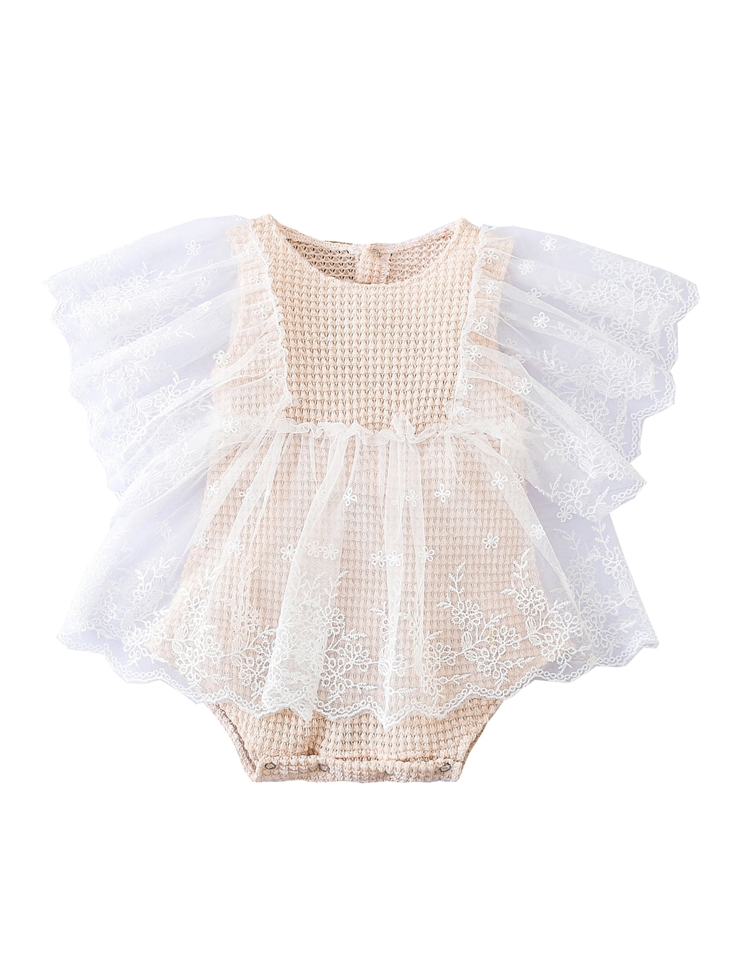 Genuiskids Newborn Baby Girl Summer Clothes Floral Mesh Ruffles ...