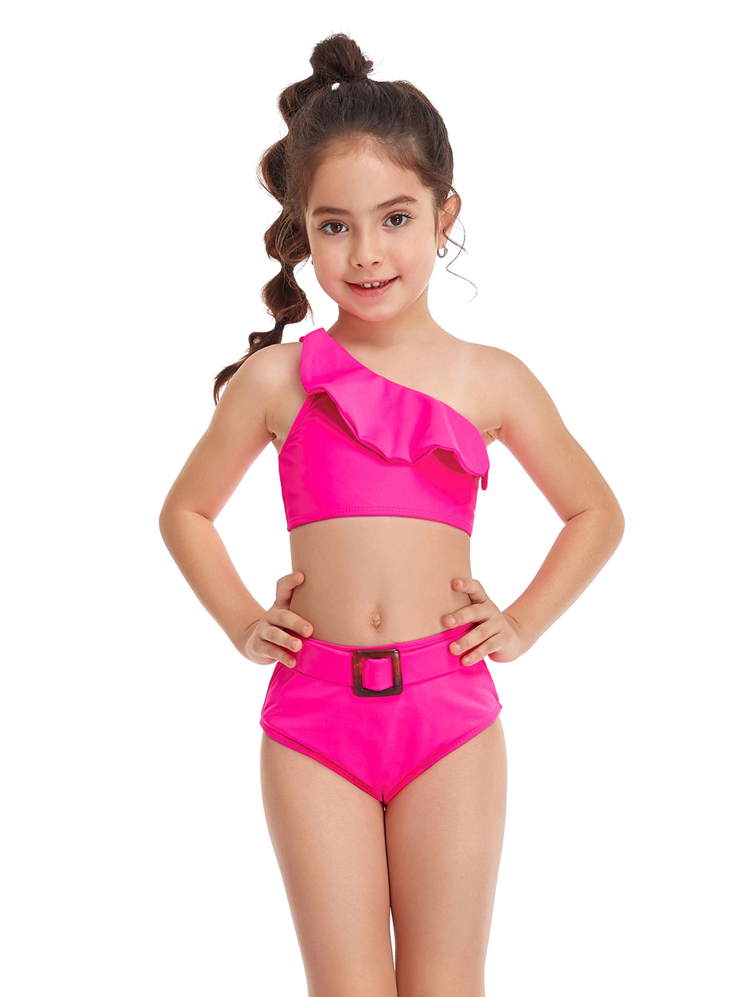 Kids Swimming Costume 2 Piece Sports Bra Shorts Beach Swimwear