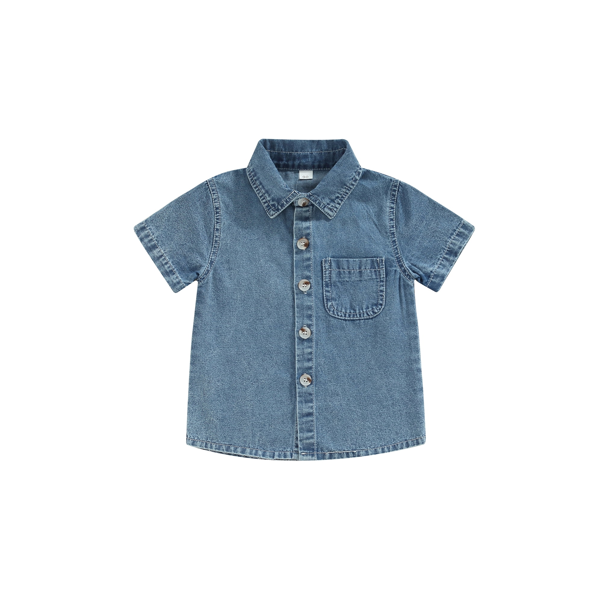 Boy's Solid Button-Down Western Shirt - Teal