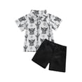 thumbnail image 1 of Genuiskids Toddler Baby Boy Western Outfit Cow Print Short Sleeve Button Down Shirt Casual Shorts Set Cowboy Gentleman Summer Outfits, 1 of 9