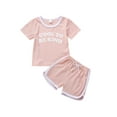 thumbnail image 1 of Genuiskids Toddler Baby Girl Boy Ribbed Summer Outfit Short Sleeve Rib Knit T-Shirts Top Casual Shorts Neutral Kids Clothes, 1 of 9