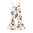 thumbnail image 1 of Genuiskids Toddler Baby Girl Western Outfit Bell Bottom Romper Cow Sleeveless Strap Flare Jumpsuit Pants Toddler Girl Summer Boho Clothes 1-5T, 1 of 8