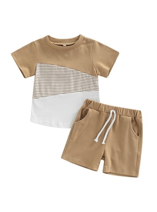 Boys Color Block Basketball Suit Outfit T-shirt & Shorts Short