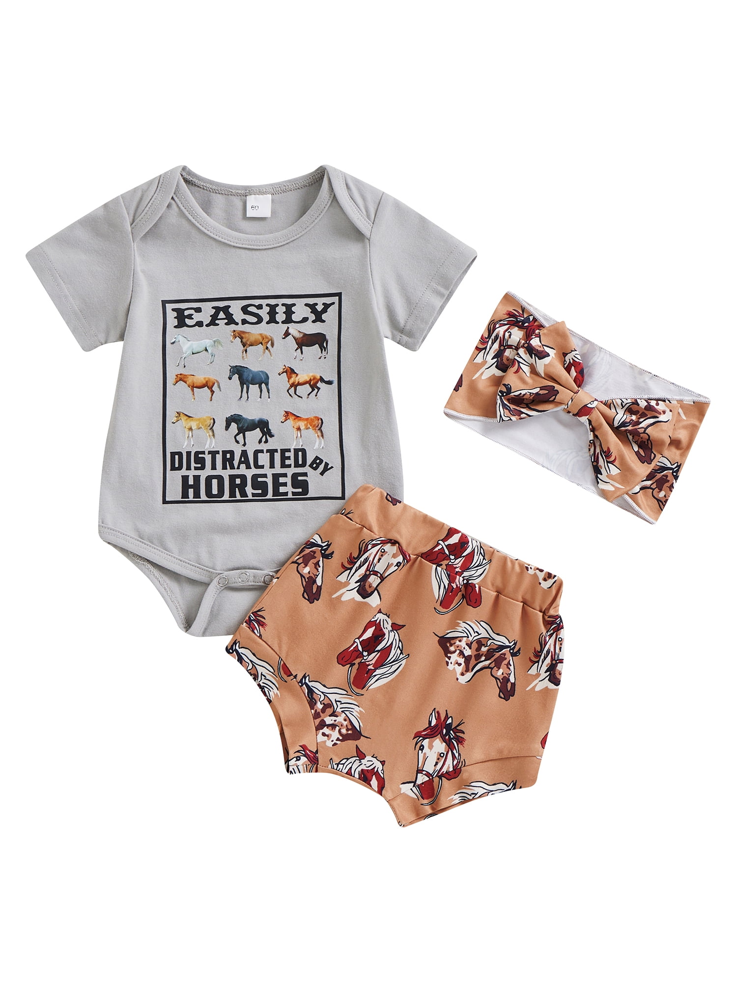 Genuiskids Western Baby Girl Clothes Summer Outfits Cow Print Romper ...