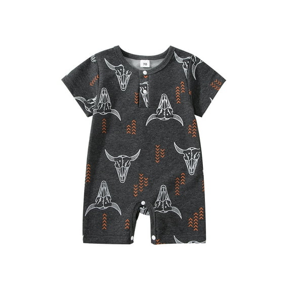 Genuiskids Western Newborn Baby Girl Boy Clothes Romper Cow Print Bodysuit One Piece Rib Jumpsuit Fall Winter Outfit