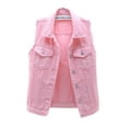 thumbnail image 1 of Genuiskids Women Basic Classic Stretch Denim Jacket Button Down Denim Shirt Solid Color Open Front Vintage Jean Coat Outwear Plus Size Boyfriend Ripped Jean Jackets with Pockets S-5XL, 1 of 9