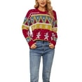 thumbnail image 1 of Genuiskids Women Christmas Sweater Long Sleeve Gingerbread Man Knitwear Warm Knit Pullover Spring Winter Tops, 1 of 9