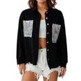 thumbnail image 1 of Genuiskids Women Denim Jacket Casual Vintage Frayed Hem Button Up Jean Shirt Festival Jacket Coat with Sequin Pockets Spring Fall Outerwear, 1 of 9