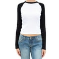 thumbnail image 1 of Genuiskids Women Long Sleeve Top Vintage Raglan Sleeve Close-Fitting T-Shirt Tee 90S Fairy Grunge Streetwear, 1 of 3