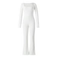 thumbnail image 1 of Genuiskids Women Sexy Ribbed Bodycon Yoga Jumpsuits Long Sleeve Legging Romper Flared Pants One Piece Workout Athletic Full Bodysuit Streetwear, 1 of 9