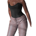 thumbnail image 1 of Genuiskids Women Sexy Strapless Corset Bustier Solid Color Crisscross Tie-Up Wrap Tube Top Slim Fit Zip Back Crop Top For Party Clubwear Summer Streetwear, 1 of 2