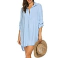 thumbnail image 1 of Genuiskids Women Swimsuit Cover Ups Shirts Plus Size Bathing Suit Cover Ups Mini Dress Bikini Beach Tunic Tops, 1 of 7