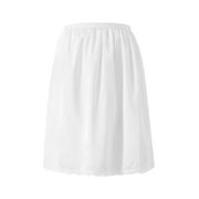 Genuiskids Women's Half Slips for Under Dresses Elastic Waist Solid Color Satin Underskirt Lace Trim Skirt for Under Dresses