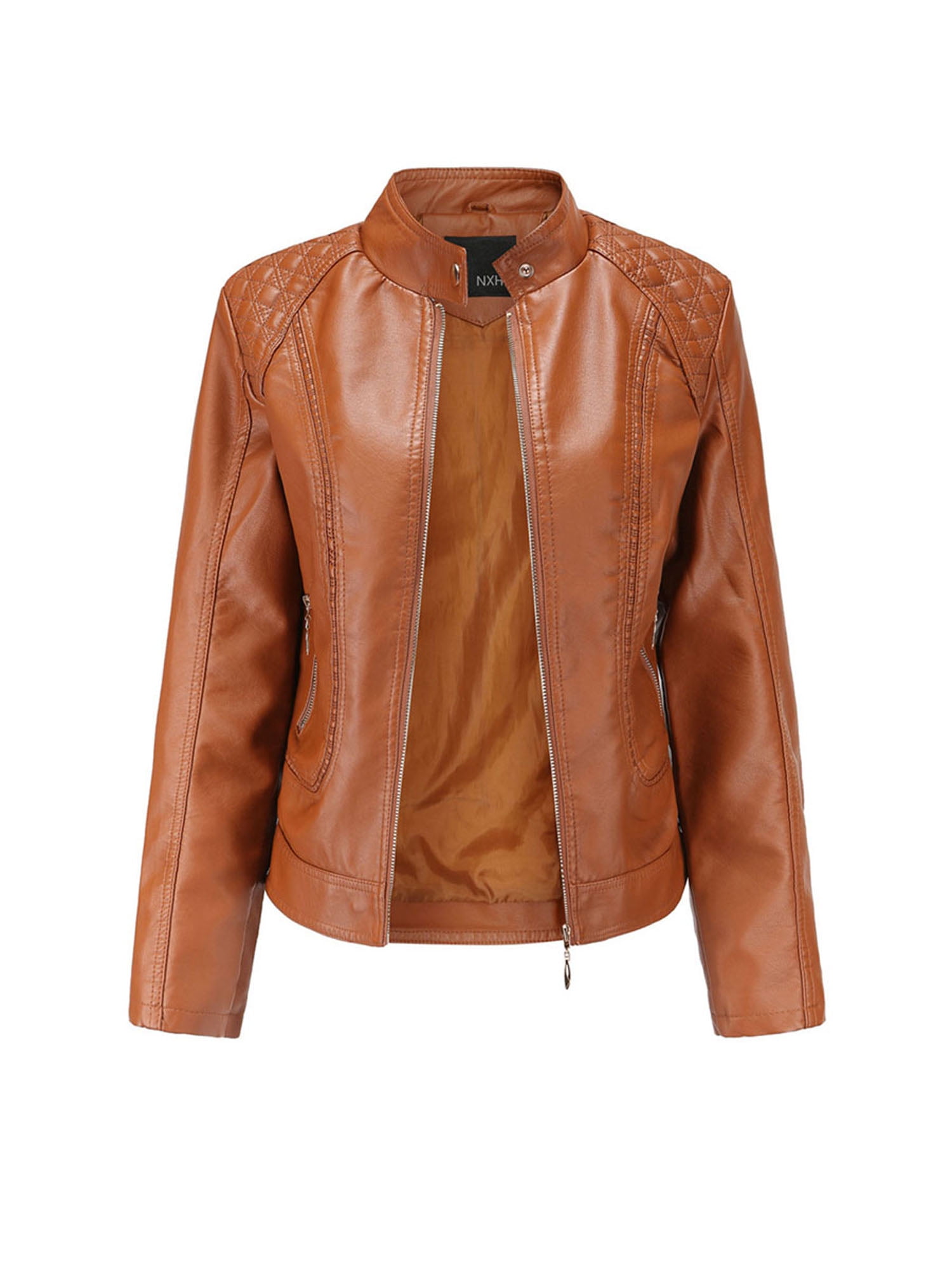 plain leather jacket womens