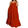 thumbnail image 1 of Genuiskids Women's Plus Size Sleeveless Long Dress Spaghetti Strap Ruched Ruffle Hem Dress Oversized Beach Casual Loose Long Swing Sundress, 1 of 4