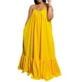thumbnail image 1 of Genuiskids Women's Plus Size Sleeveless Long Dress Spaghetti Strap Ruched Ruffle Hem Dress Oversized Beach Casual Loose Long Swing Sundress, 1 of 7