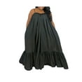 thumbnail image 1 of Genuiskids Women's Plus Size Sleeveless Long Dress Spaghetti Strap Ruched Ruffle Hem Dress Oversized Beach Casual Loose Long Swing Sundress, 1 of 6