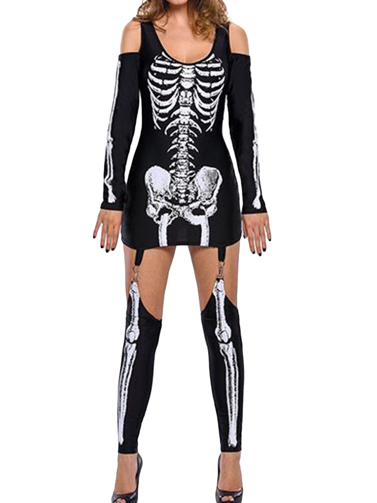 chinese dress ladies Rhinestone Spandex Skeleton Dress  Vampfangs