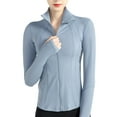 thumbnail image 1 of Genuiskids Women's Yoga Coat Running Track Cycling Workout Jacket Solid Color Long Sleeve Side Pockets Mock Neck Front Zipper Slim Fit Sports Jacket Outerwear, 1 of 9
