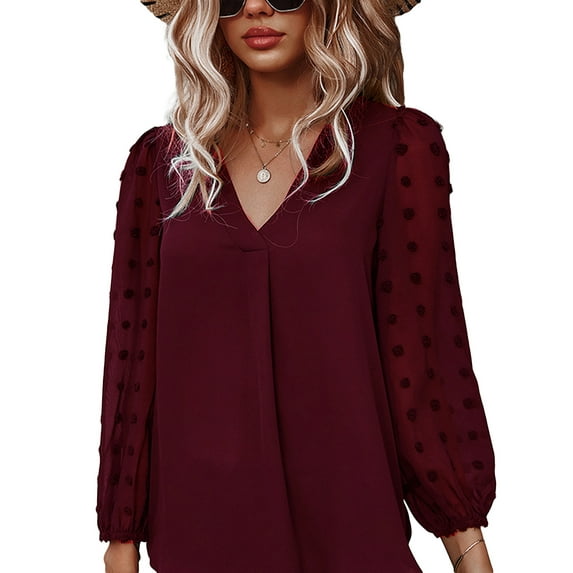 Genuiskids Womens Chiffon Long Sleeve T-Shirts Baggy Blouses Fashion Soft Comfy Solid Color Dressy Tunic Summer Tops Loose Fit Pullover