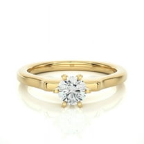 Genunine Diamond Cut Moissanite Solitaire 6 Prongs Ring 14K Yellow Gold Plated 925 Silver Anniversary Wedding Promise Ring for Women