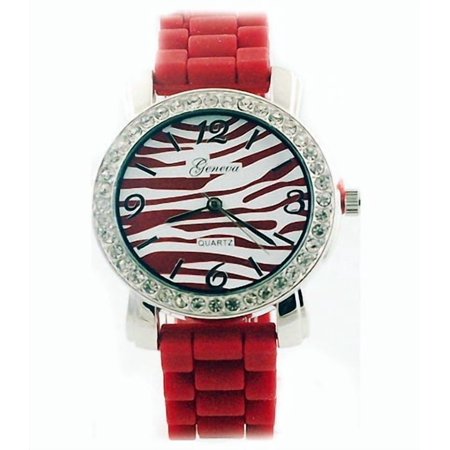 Genvea Lady's Quatz Watch - Slicone Band w/ Zebra Stripes Dial - Brown -WT-MN8001Z-BN