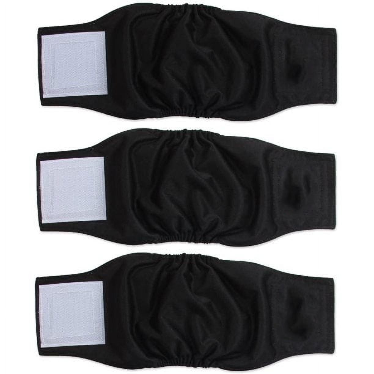 Genwiss Washable Reusable Male Dog Belly Bands, Black, Size L, 3 Count