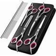 thumbnail image 1 of Genwiss Pet Grooming Scissors Kit, Stainless Steel Trimmer Set with Straight, Curved, Thinning Shears & Comb, 5 Pack, 1 of 5