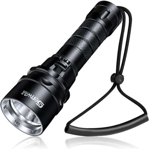 Genwiss XM-L2 LED Scuba Diving Flashlight, 2000 Lumens Waterproof Underwater Dive Torch with Rechargeable Battery