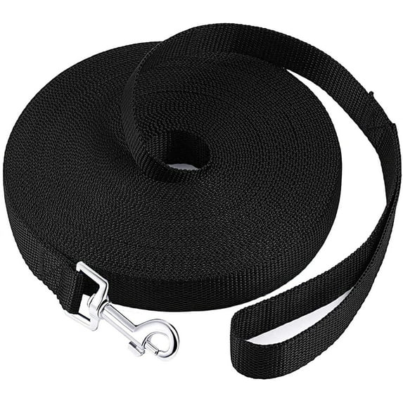 Genwiss Solid Nylon Dog Leash, Dog/Puppy Obedience Recall Training Agility Lead (30 feet, Black)