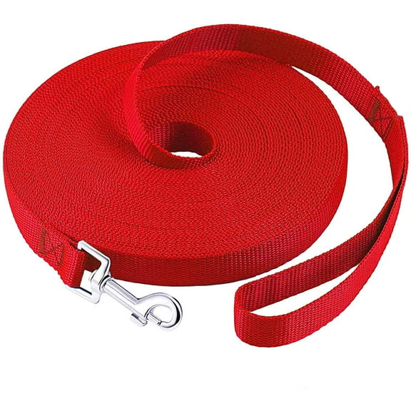 Genwiss Solid Nylon Dog Leash, Dog/Puppy Obedience Recall Training Agility Lead (50 feet, Red)