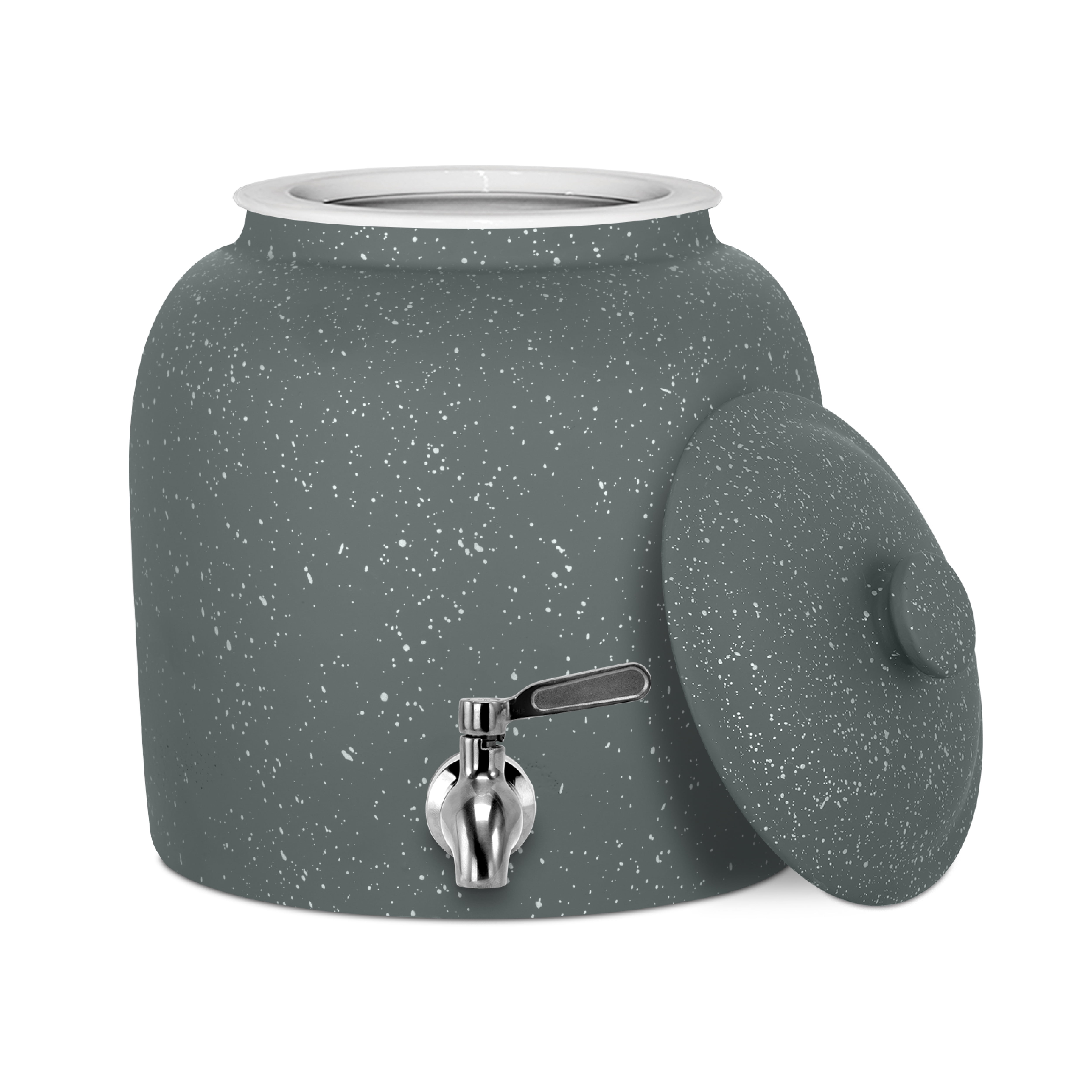 Geo Bottles Sports Porcelain Ceramic B.P.A. and Lead Free Crock Water Dispenser, Stainless Steel