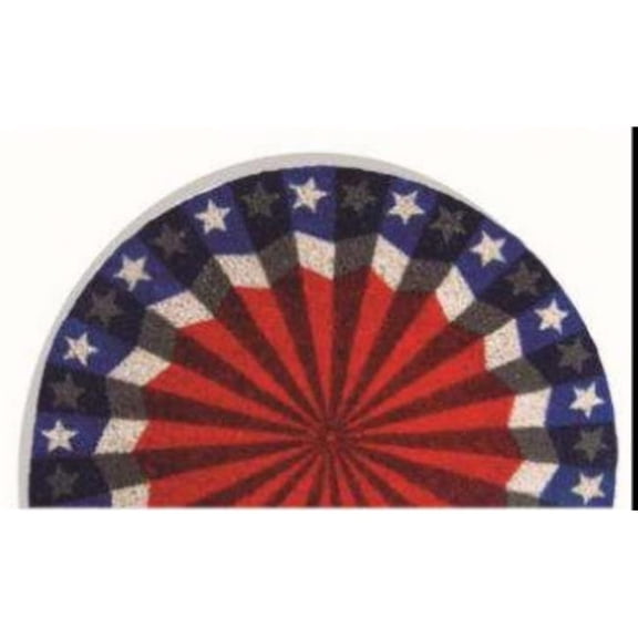 Geo Crafts G311 18 x 30 in. Coir Americana Bunting Welcome Half Round Doormat, Multi Color