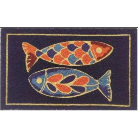 Geo Crafts G269 18 x 30 in. Coir Colorful Fish Welcome Doormat